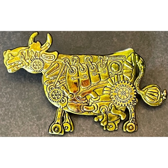 Destination Imagination Other - Destination Imagination Wisconsin Steampunk Mechanical Cow Lapel Pin  Green Tone